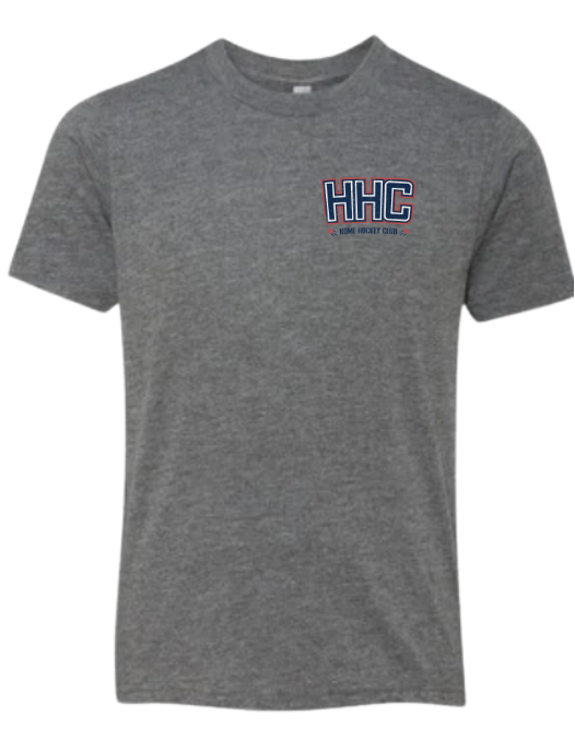 Gray t-shirt with 'HHC' logo on a white background